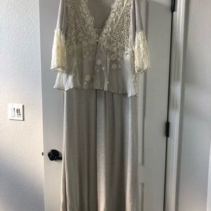 Grey with silver threading long dress with jacket